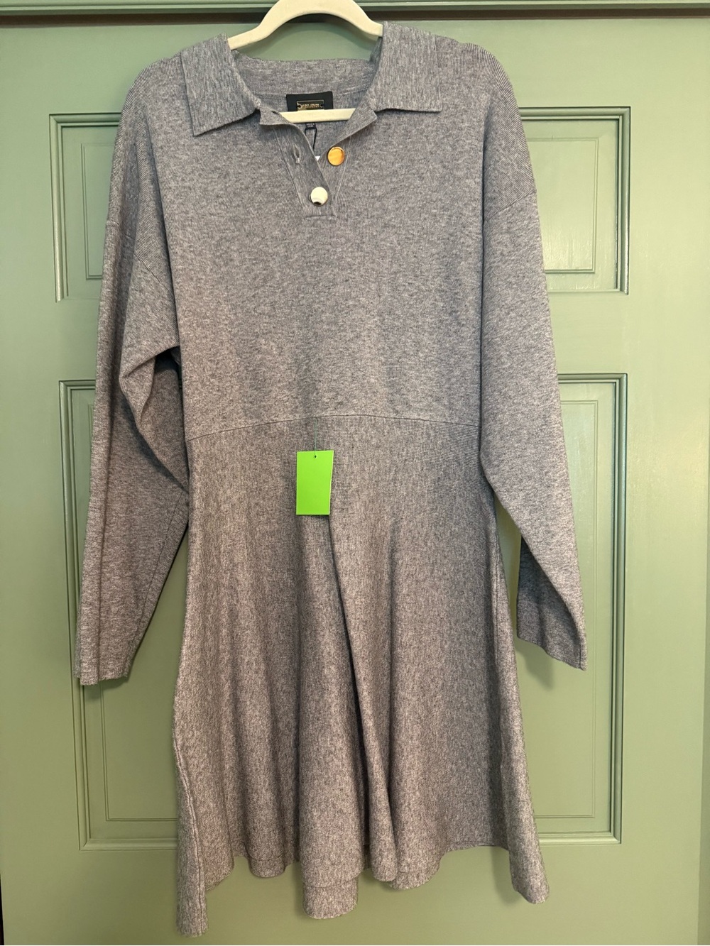 Alexia Admor Heather Gray Collared Knit Mini Dress